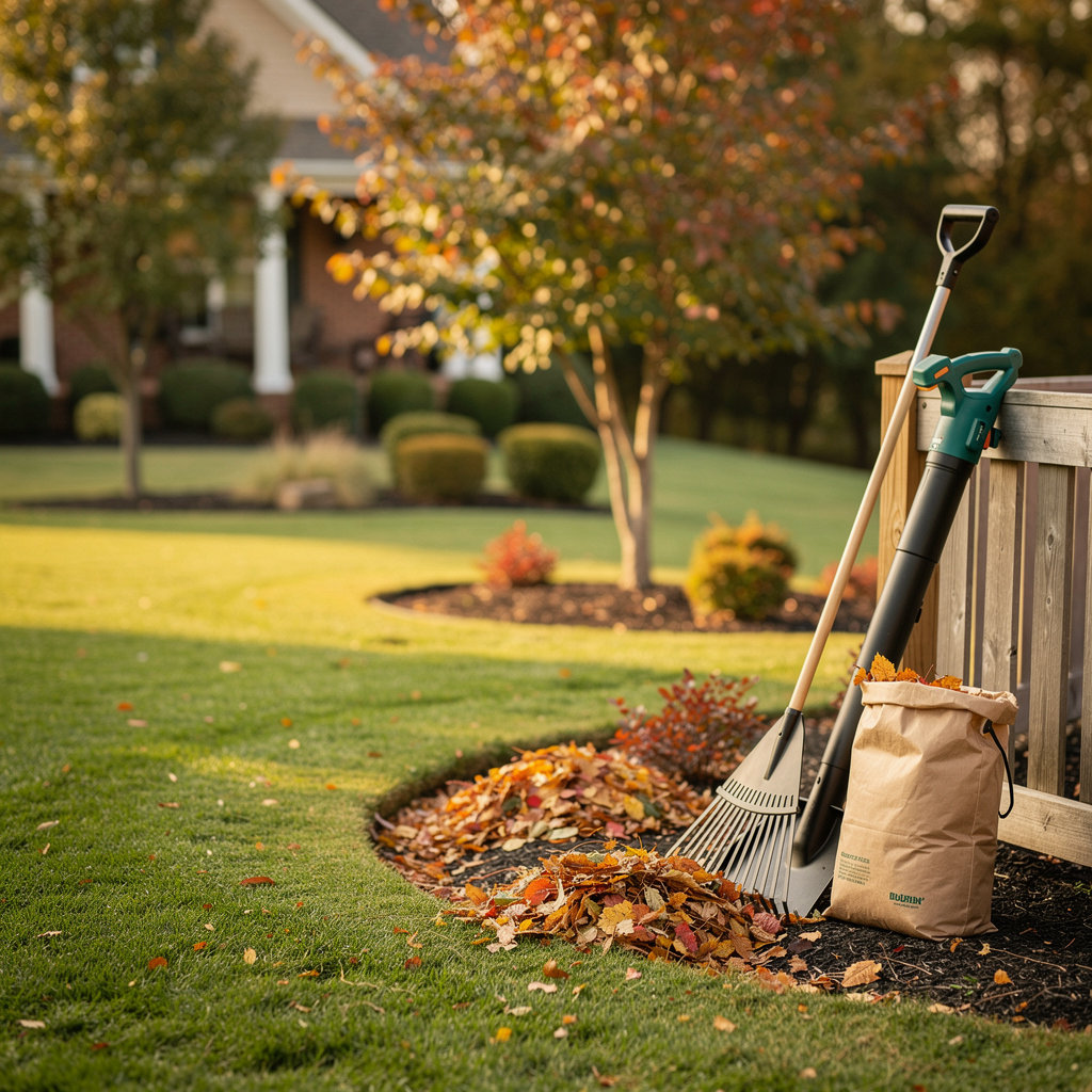 Green Ridge Landscaping tidy autumn yard in Nashville, TN ready for a seasonal yard cleanup