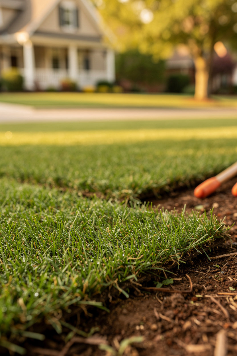 Freshly laid green sod lawn installed by Green Ridge Landscaping in Nashville, TN
